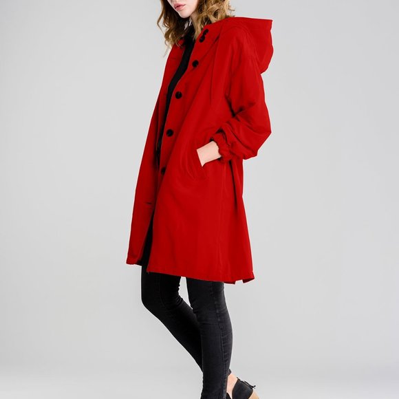 Water Resistant Oversized Hooded Windbreaker Rain Jacket - Picture 1 of 6